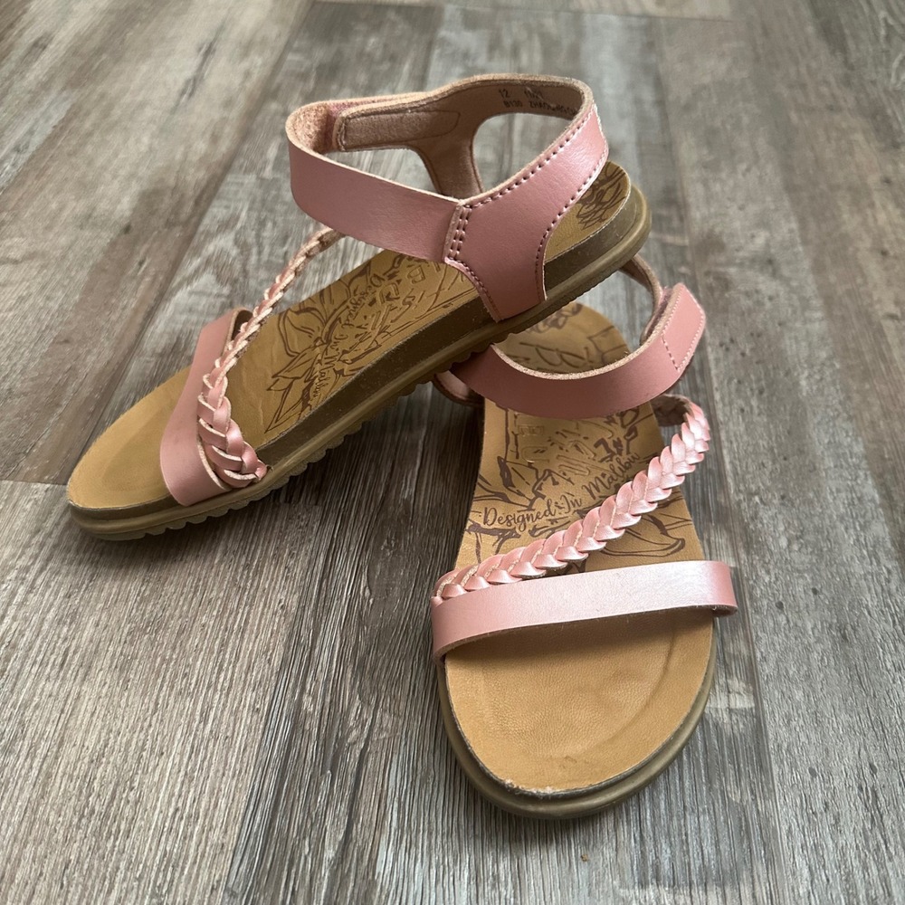Blowfish Malibu Kids Metallic Pinkβ Braided T-Strap Sandals Size 12 B130